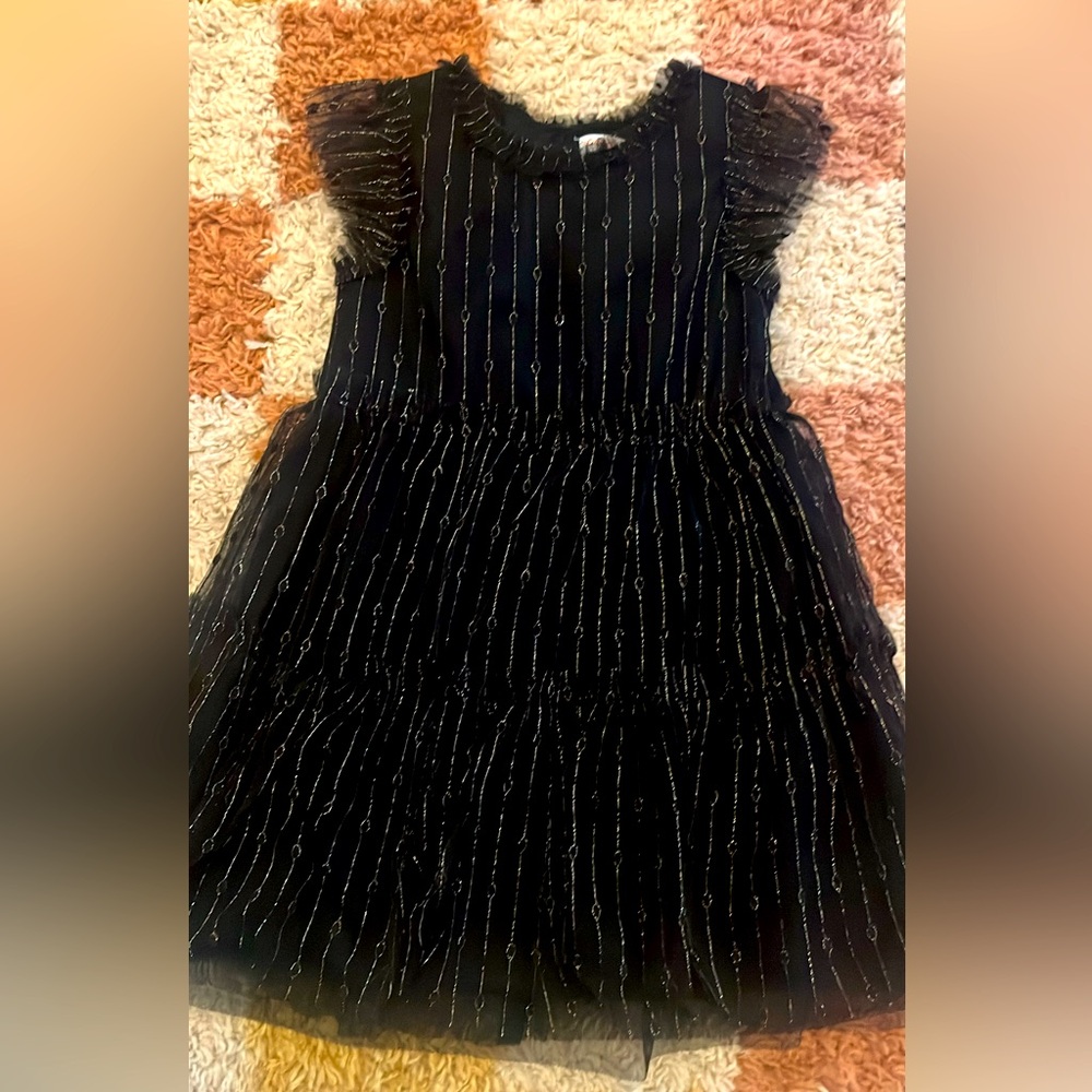 Cat & Jack Black Dress with Silver Stripe Detail